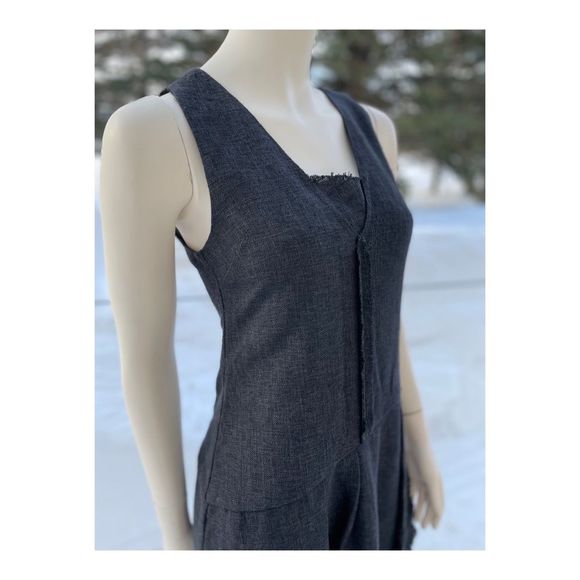 Hansen & Gretel Midi Dress Asymetric Sleeveless Raw Trim Grey Sz 1 - Picture 4 of 16
